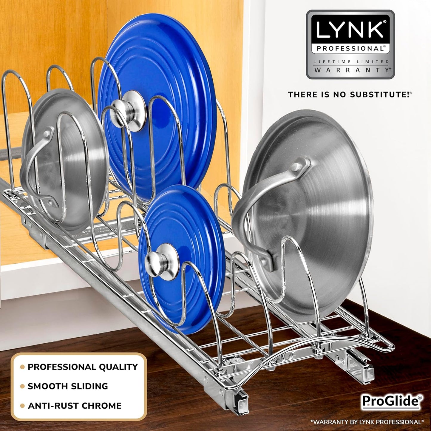 LYNK PROFESSIONAL® Pull Out Pot and Pan Lid Organizer Under Cabinet