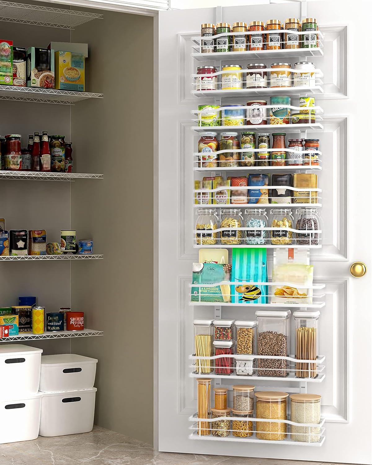 White 9-Tier Over The Door Pantry Organizer, Pantry Organization And Storage