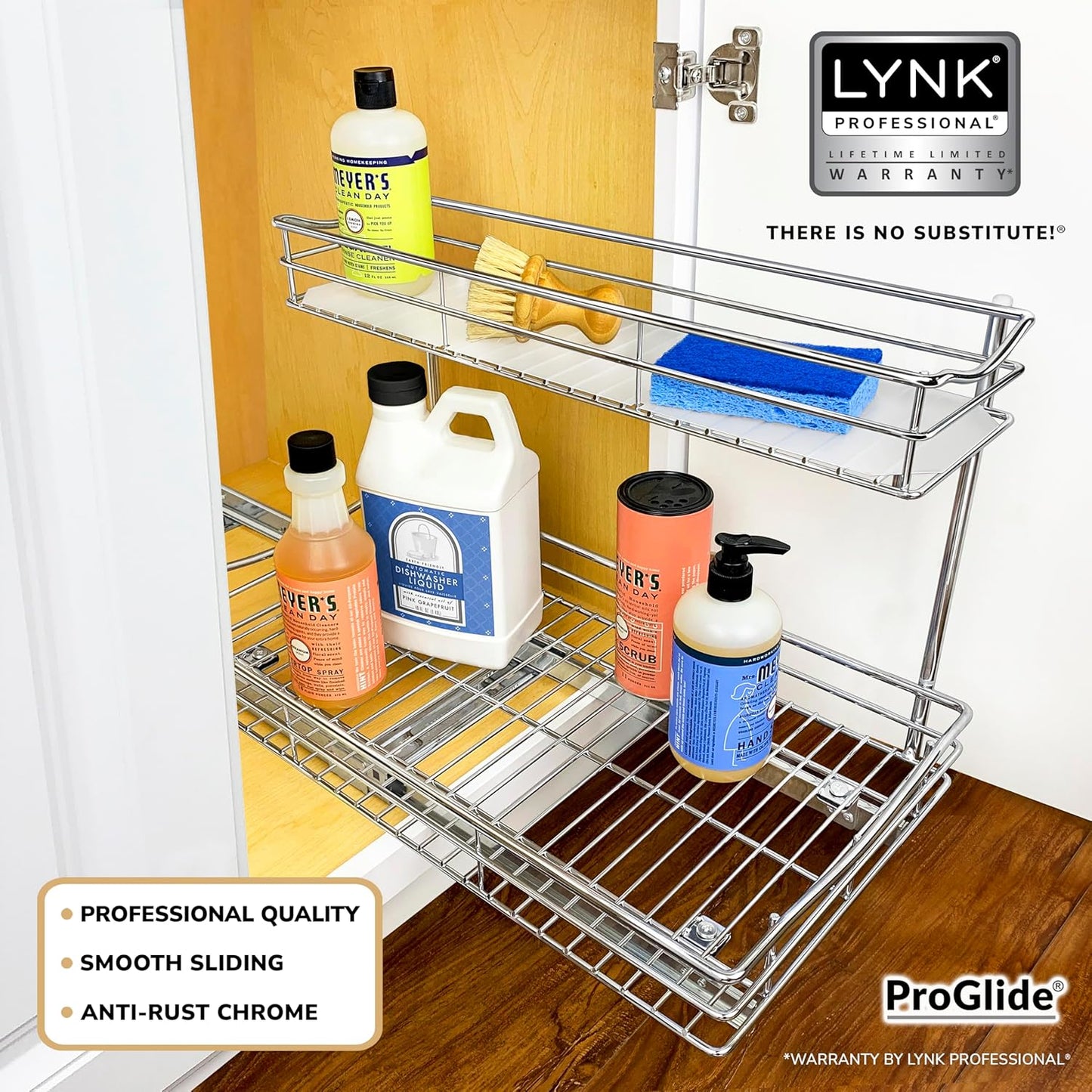 LYNK PROFESSIONAL® Pull Out Under Sink Kitchen Cabinet Organizer - 11.5 in. x 18 inch deep Drawer
