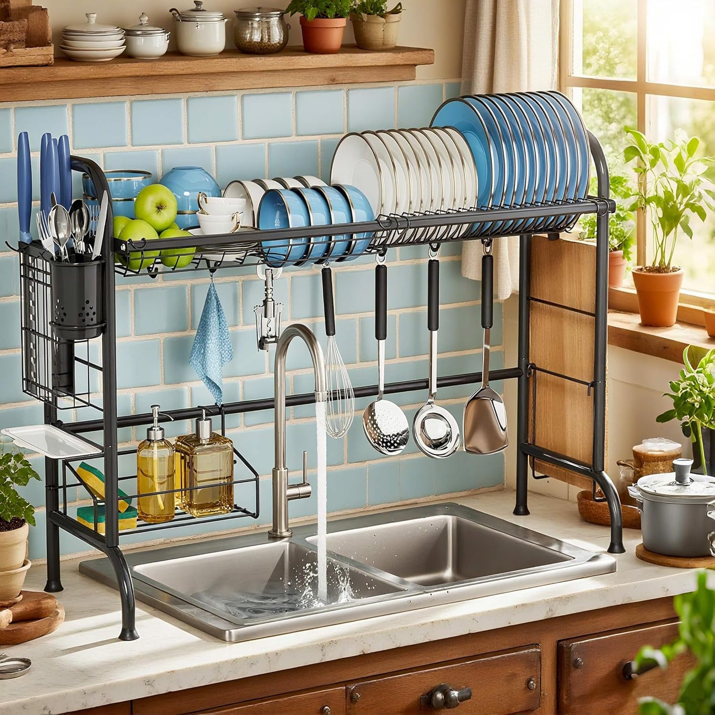 Dish Drying Rack - Stainless Steel Over The Sink Dish Drying Rack (Expandable Length)