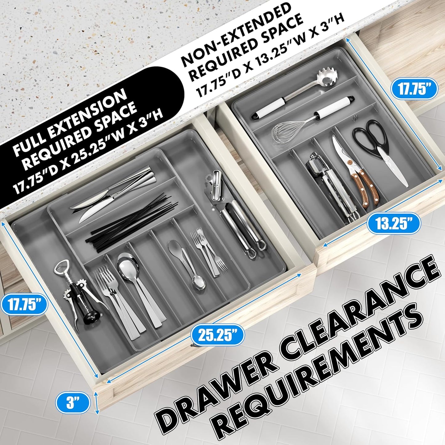 Expandable Kitchen Drawer Flatware Organizer