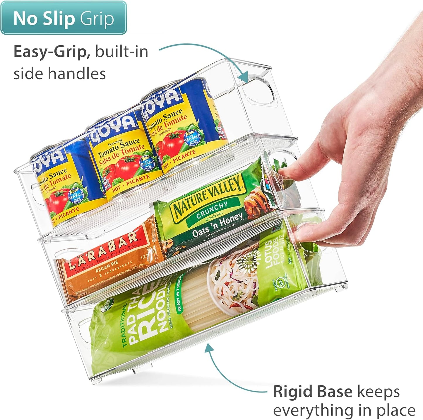 Stackable Refrigerator Organizer Bins - Clear Storage Bins for Kitchen Pantry
