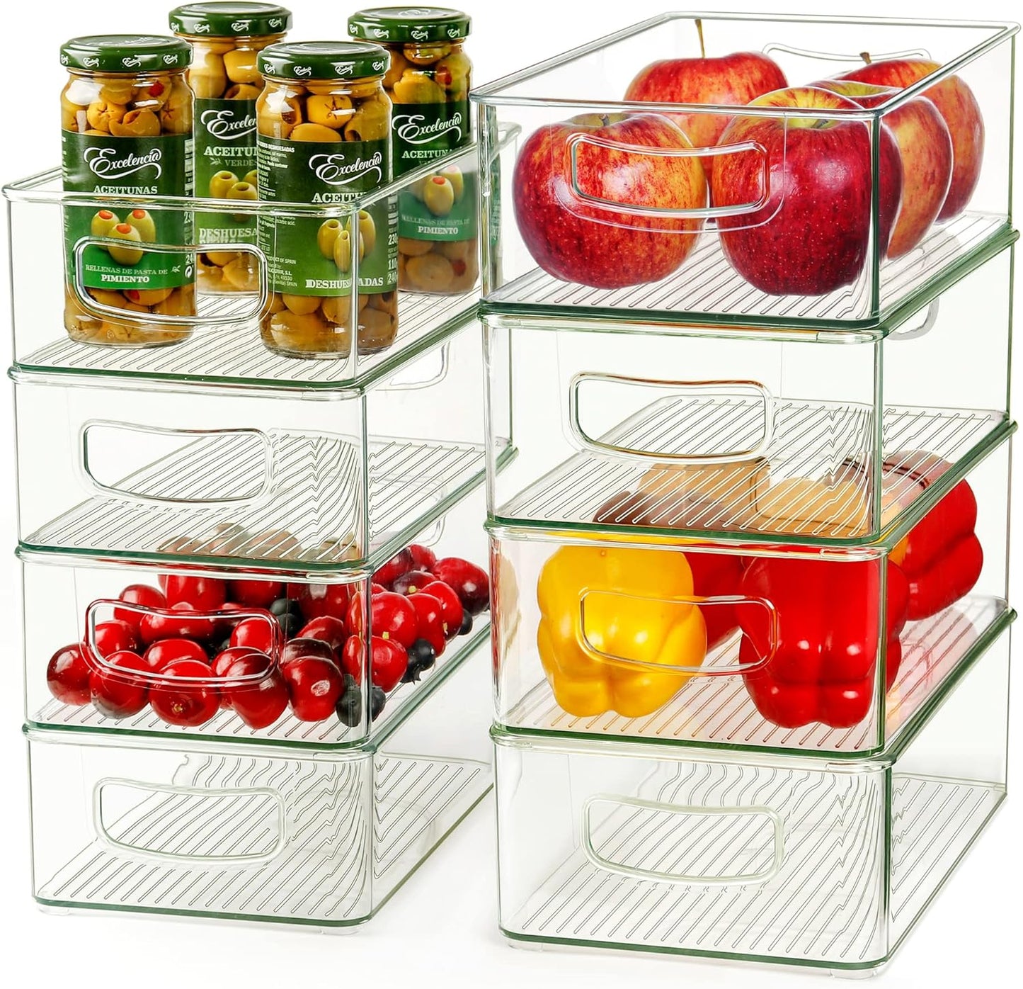 Clear Storage Bins 8 Packs for Refrigerator