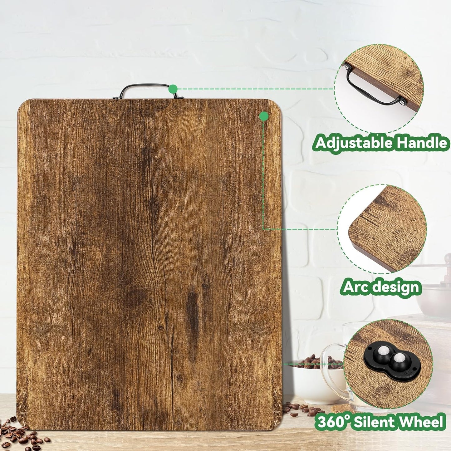 Appliance Slider, Sliding Tray for Coffee Maker, Coffee Pot Slider for Countertop, 360° Rolling Tray Appliance Slider for Kitchen Appliances- Rustic Brown (10” X 12”)