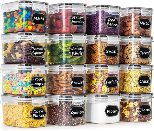 Cereal & Dry Food Storage Container Set of 16 [0.8L /3.38 Cups] for Sugar