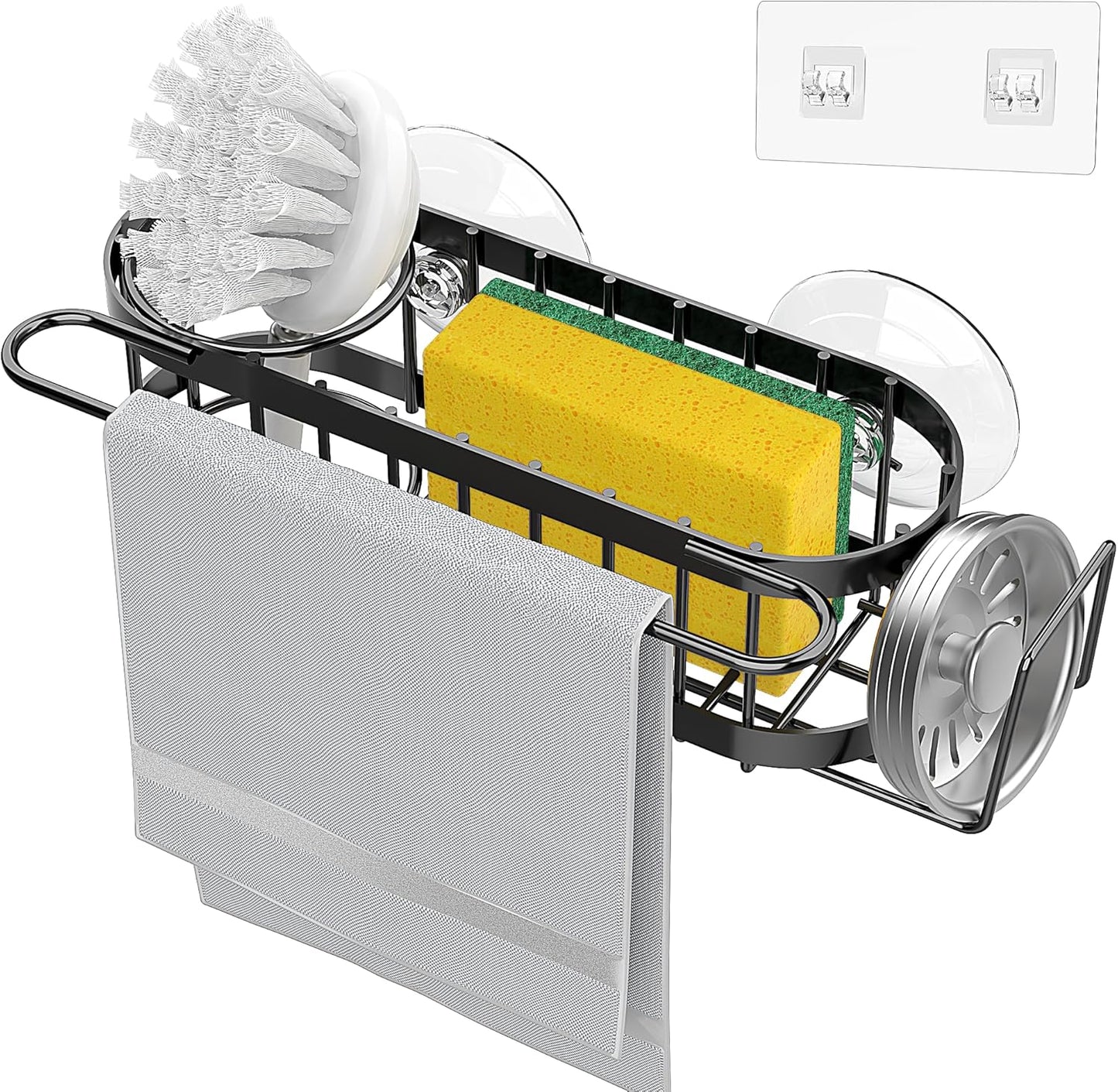 Kitchen Sink Caddy Sponge Holder in The Sink, Stainless Steel Kitchen Sink Organizer, Brush Holder