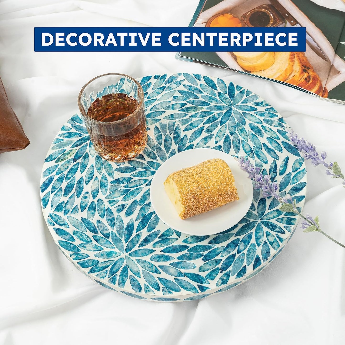 Lazy Susan for Table Mother of Pearl Turntable Organizer