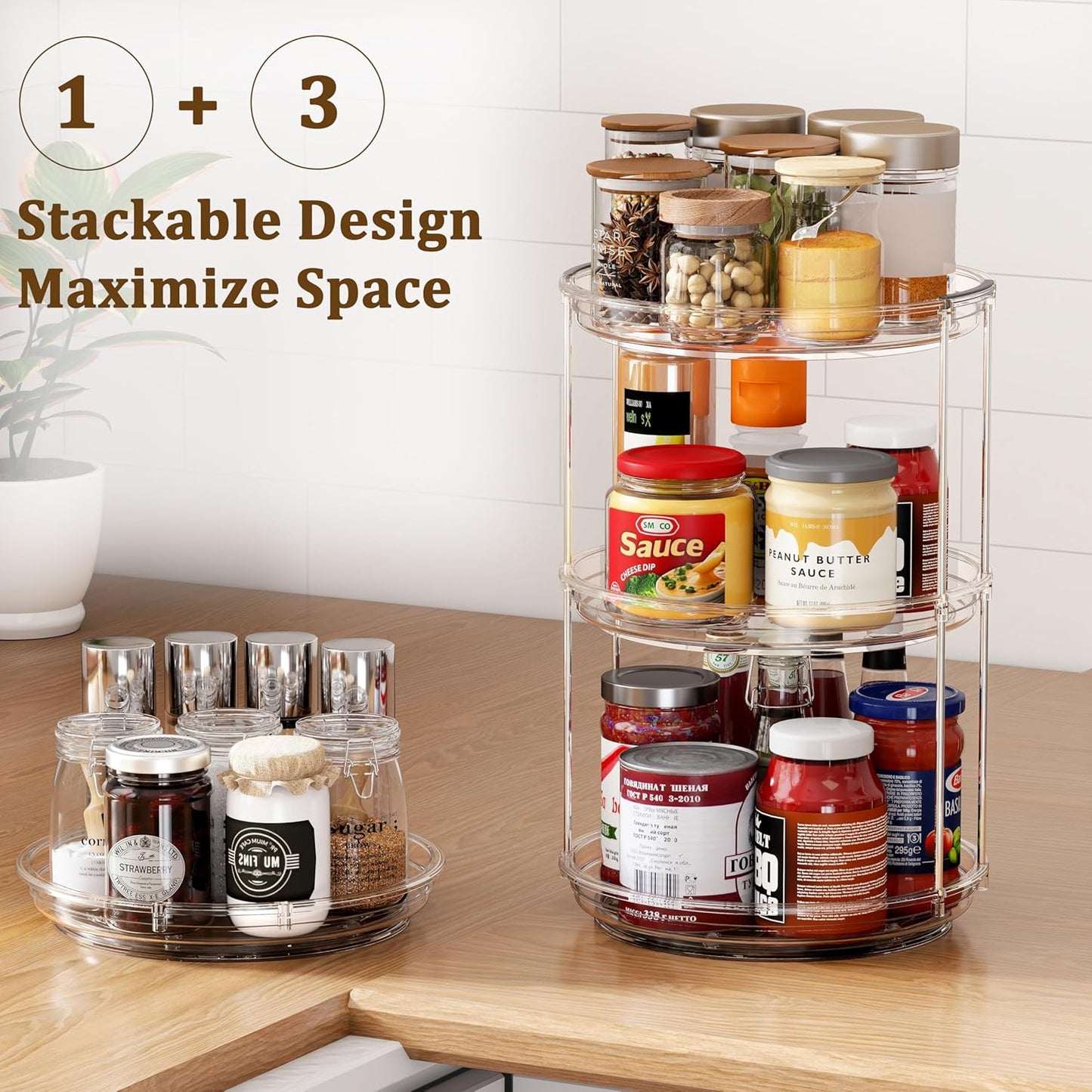 2 Pack 2 Tier Lazy Susan Turntable Organizer 9.25 inch
