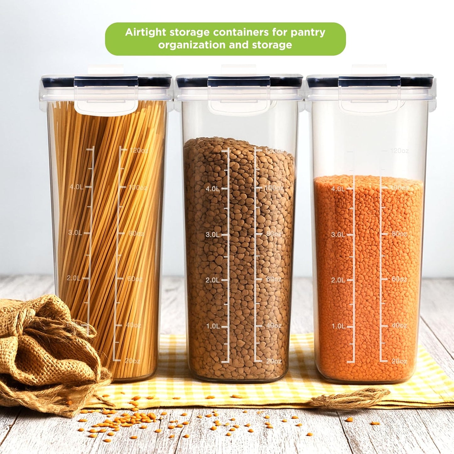 Cereal Containers Storage Set – 4 Pack 4L(135.2 oz) Airtight Food Storage Containers with Lids