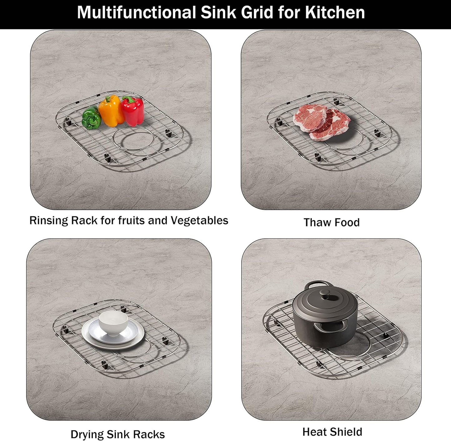 2Pack Sink Protectors for Kitchen Sink 13"x16"and 11.2"x14.5",Stainless Steel Sink Grid