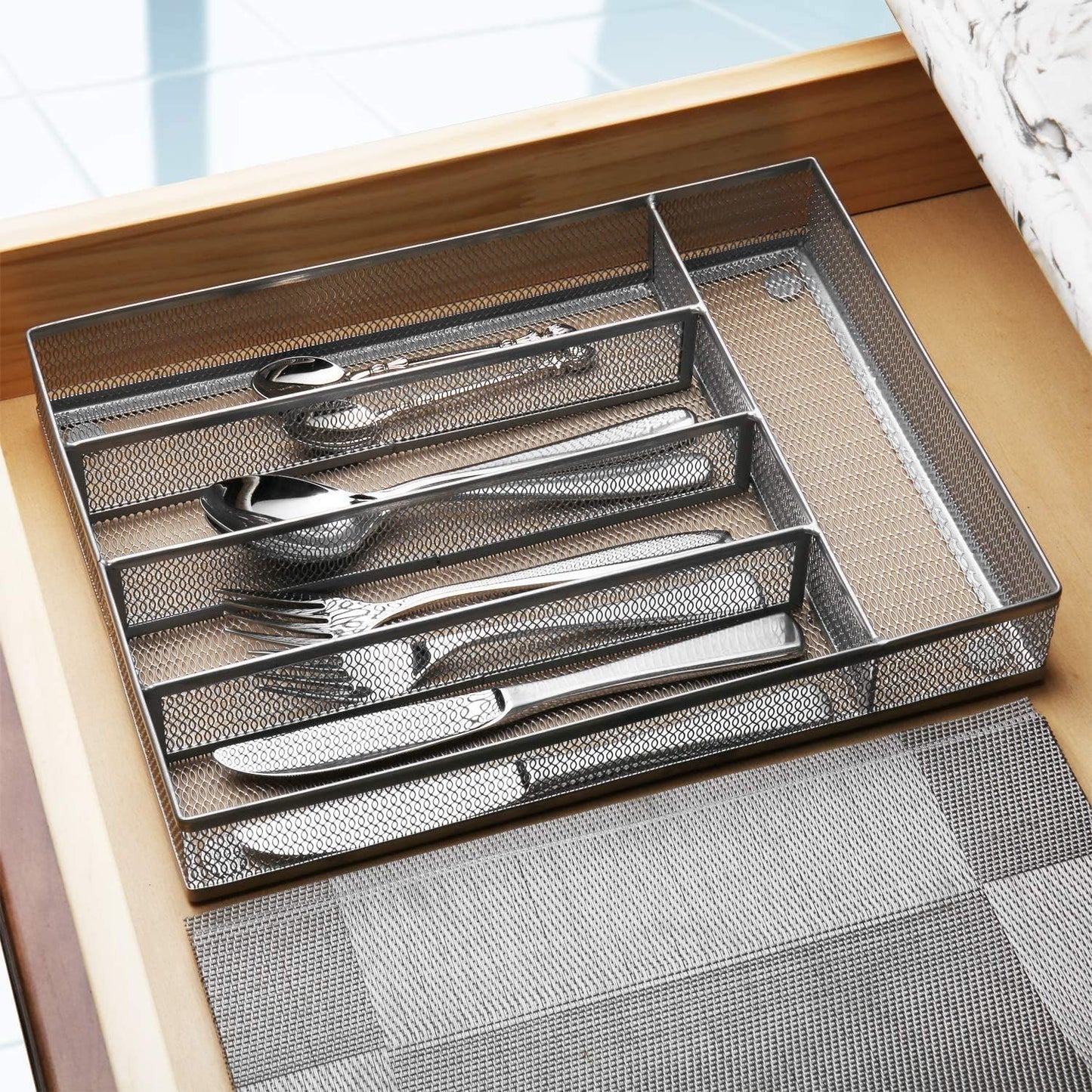 Drawer Organizer, Cutlery Tray Silverware Flatware Storage Divider for Kitchen