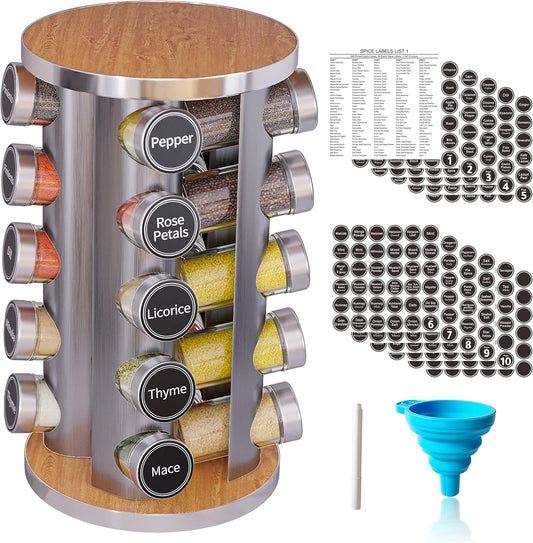 Revolving Spice Rack Set with 20 Spice Jars