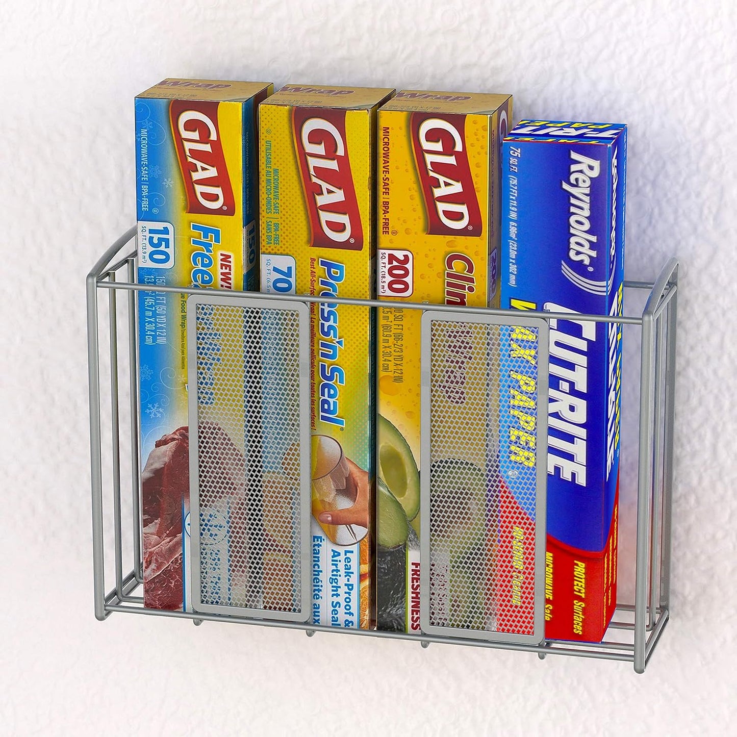 Over Cabinet Door Organizer, 12.5"Wx3.75"Dx18"H, Mesh Silver
