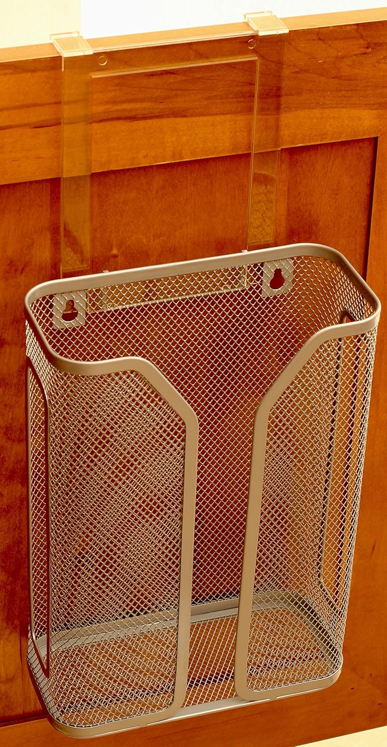 Over The Cabinet Door Grocery Bag Holder, Silver