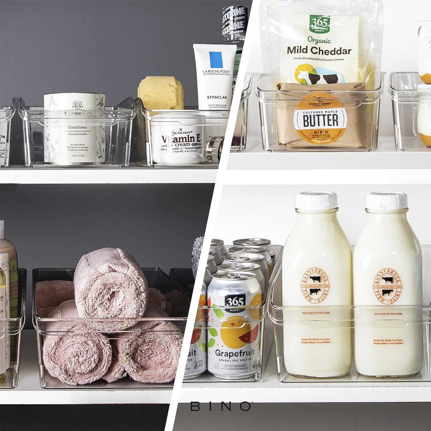Plastic Storage Bins, Small | THE CURVE COLLECTION | Multi-Use Organizer Bins | Storage Containers Kitchen, Pantry and Home Organization | Fridge Organizers | Pantry Organization