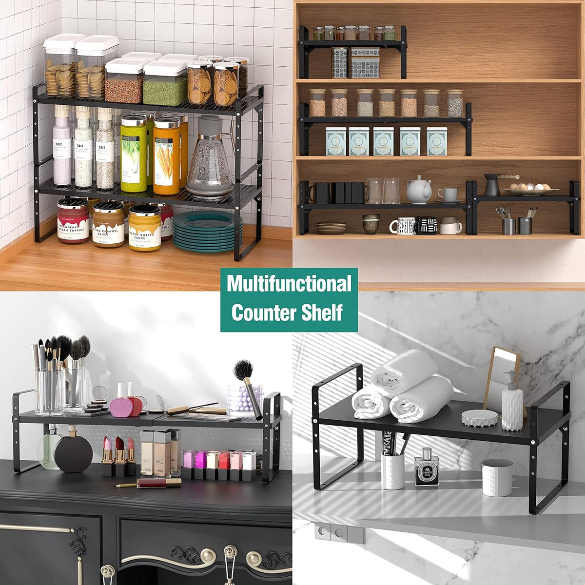 SUZLON Expandable Cabinet Shelf Organizer Rack