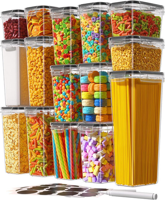 Airtight Food Storage Containers with Lids, 15 PCS Kitchen and Pantry Organization Canisters