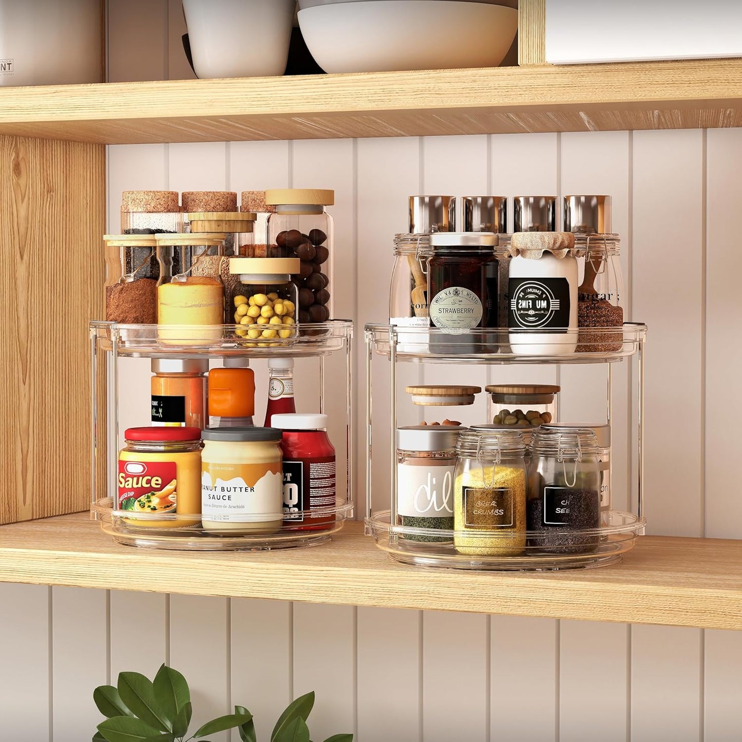 2 Pack 2 Tier Lazy Susan Turntable Organizer 9.25 inch