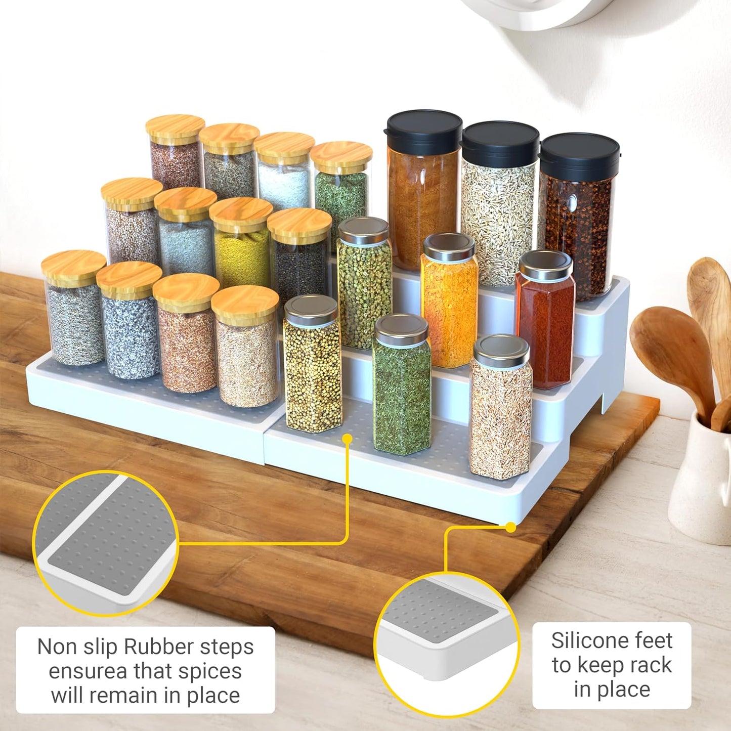 Expandable Spice Rack Organizer for Cabinet (2 Pack)