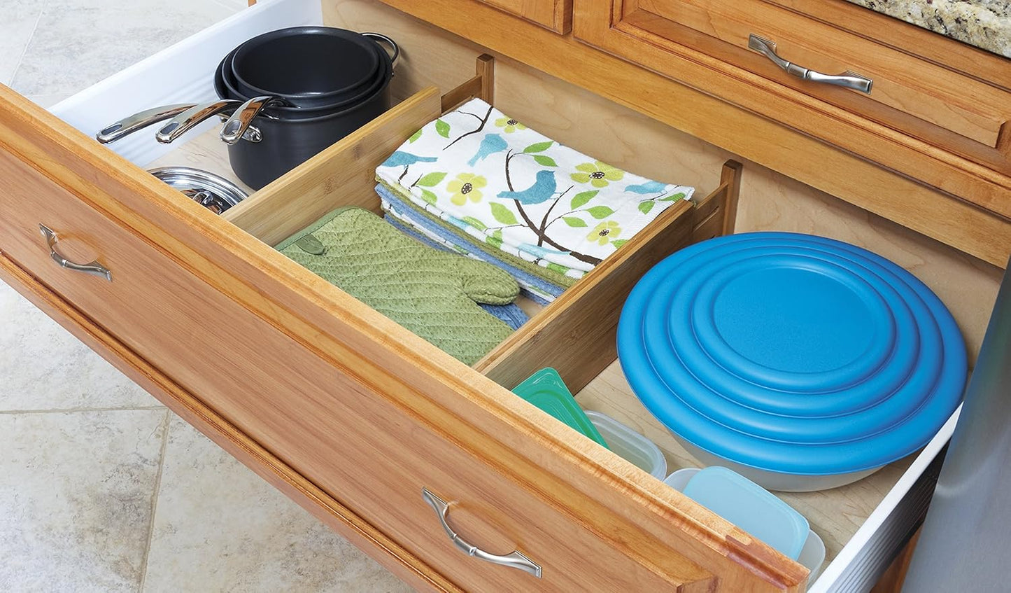 8897 Bamboo Wood Custom Fit Adjustable Deep Kitchen Drawer Dividers