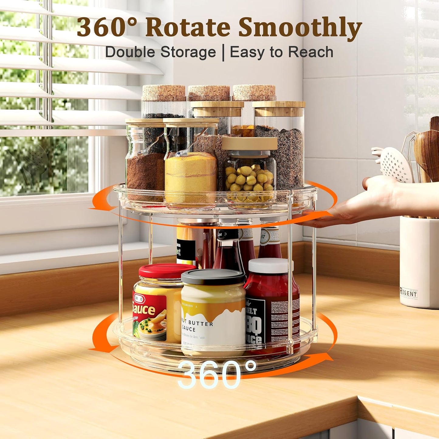 2 Pack 2 Tier Lazy Susan Turntable Organizer 9.25 inch