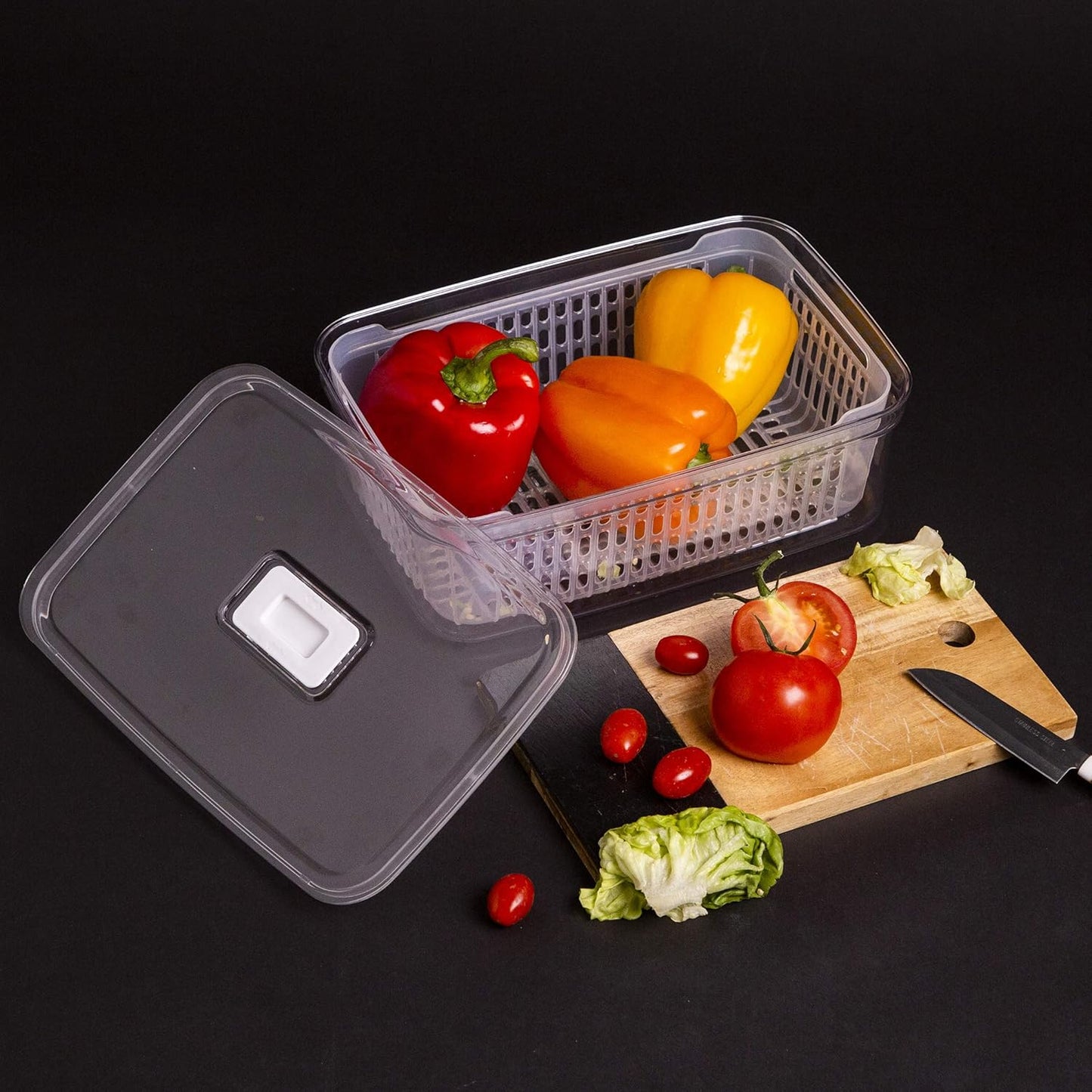 Produce Saver - 15.2 Cup/3.6L | Fridge Storage Containers for Fruits and Vegetables | Vegetable Storage with Adjustable Air Vent, Removable Basket | BPA-Free Fridge Organizers and Storage