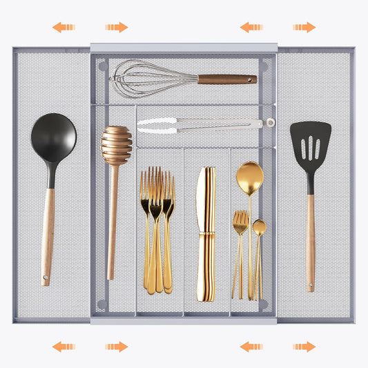Silverware Organizer Metal Mesh, Large Drawer Organizer, Utensil Cutlery Tray for kitchen drawers