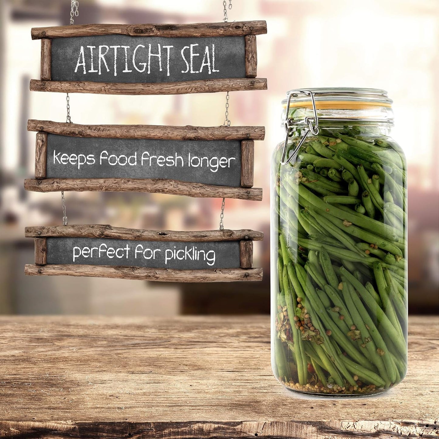 Glass Jars with Lids 67 oz Food Storage Jars with Airtight Lids Leak Proof Glass Canisters Kitchen Jars [Set of 2]