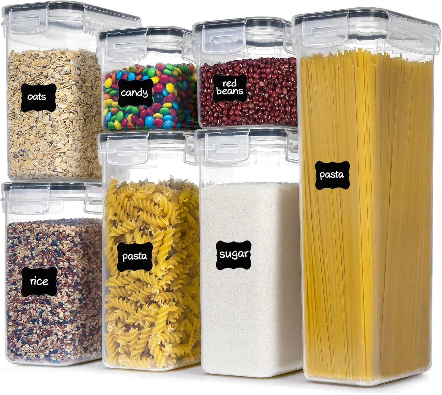 Airtight Food Storage Containers with Lids, 7 PCS BPA Free Kitchen Canisters for Spaghetti, Pasta