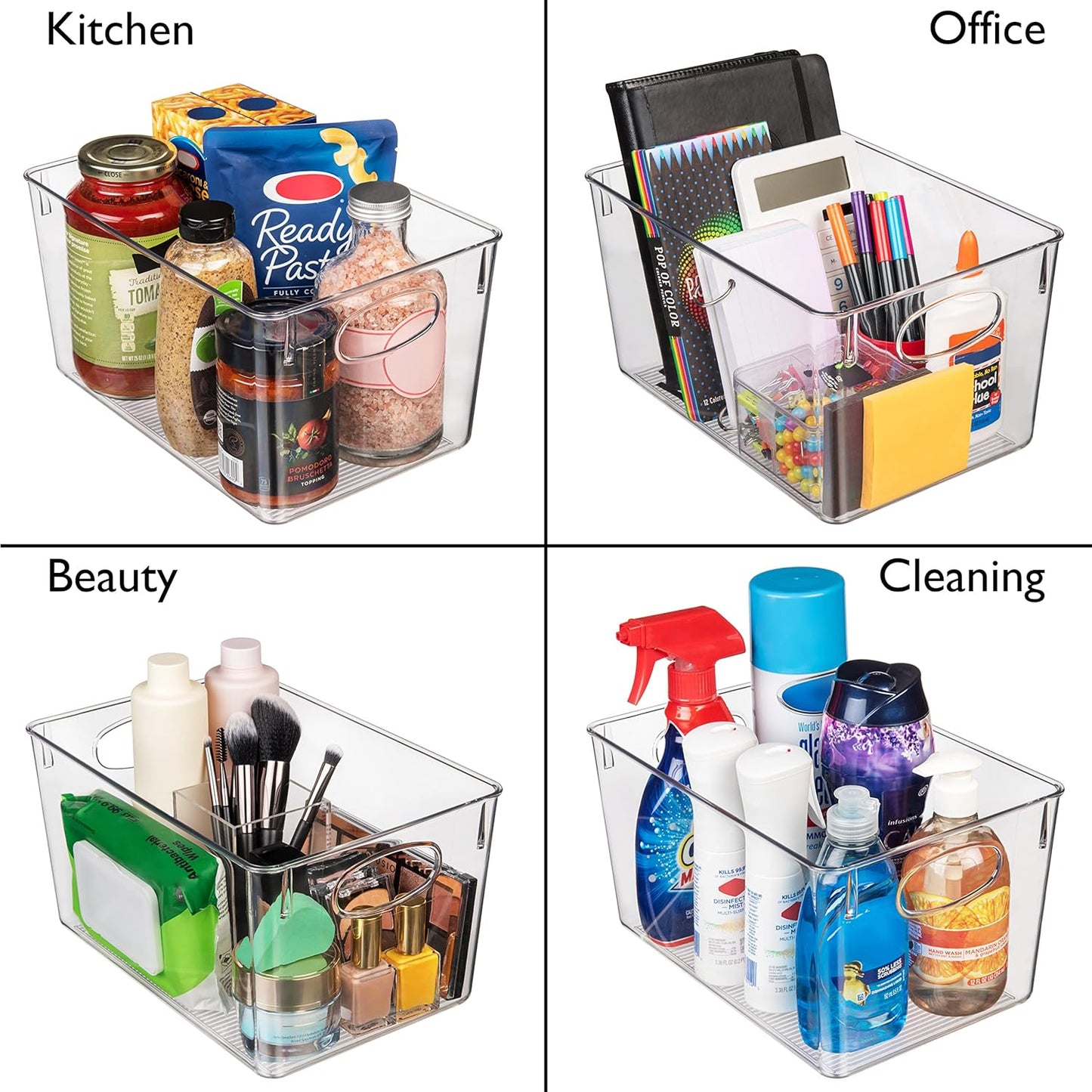 Plastic Storage Bins With lids – Perfect Kitchen Fridge Organizer, Pantry Organization