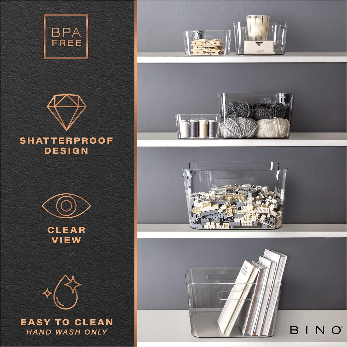 BINO | Plastic Organizer Bins, Small - 8 Pack | The SOHO Col
