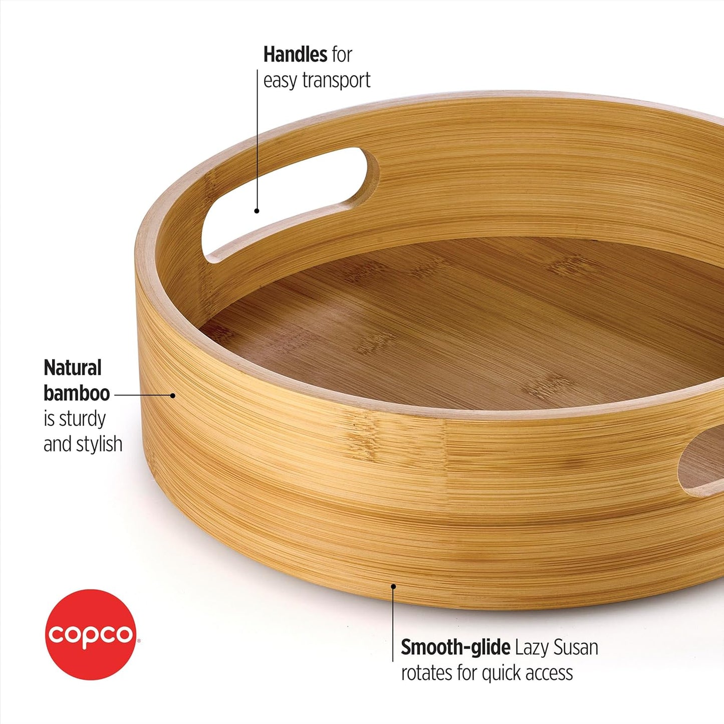 Bamboo High Wall Turntable, Revolving Lazy Susan, Spice Organizer