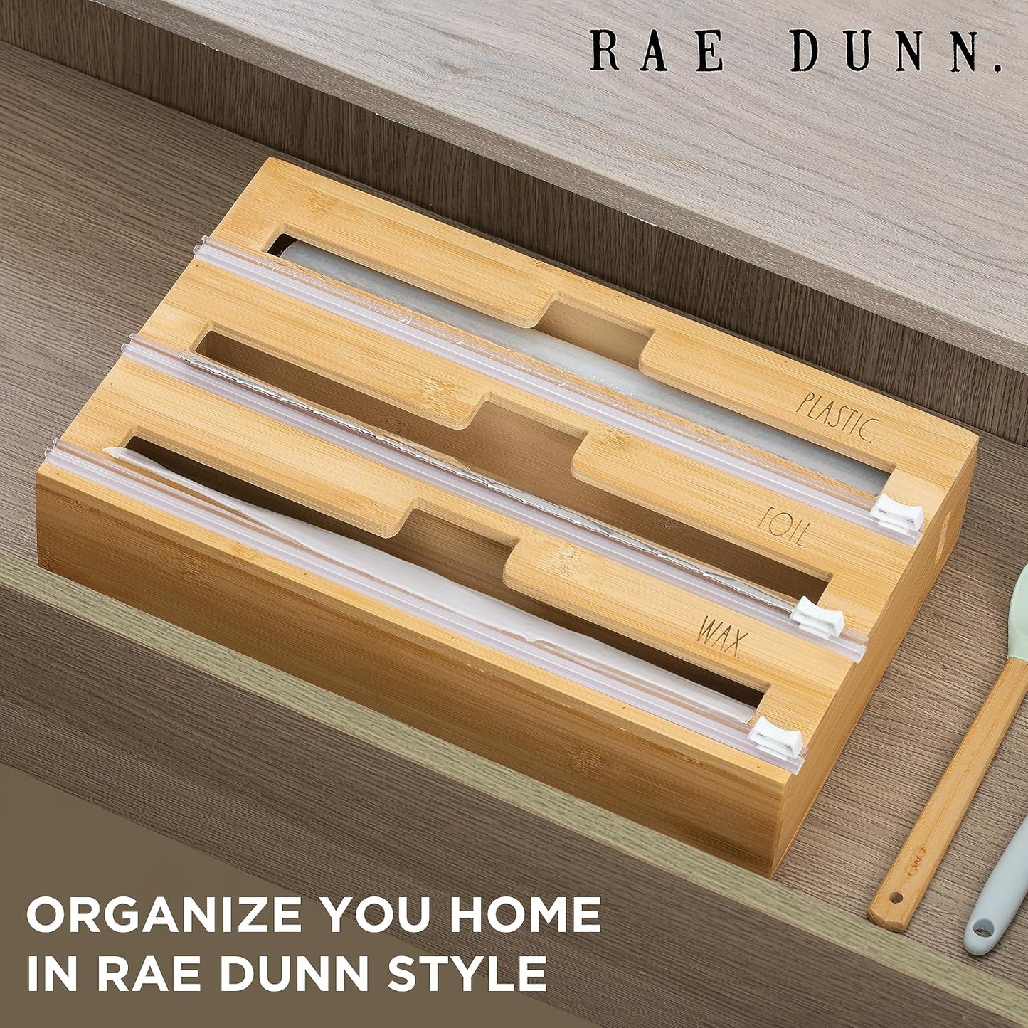 Bamboo Bag Organizer for Kitchen Drawer - Durable Wood Organizer for Kitchen Storage